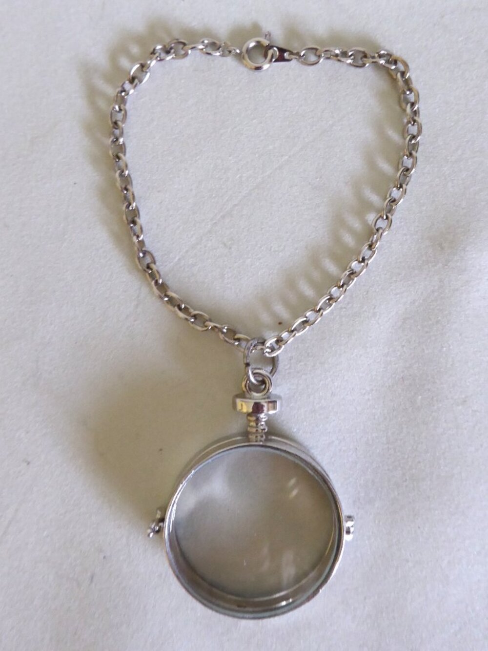 NEW GLASS MEMENTO LOCKET PENDANT SILVER METAL BRACELET JEWELRY KEEPSAKE